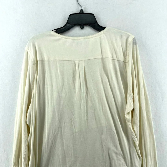 Lauren Ralph Lauren Tops Women's XL Cream Ivory Button Front Lace Detail Pleated - Picture 8 of 10